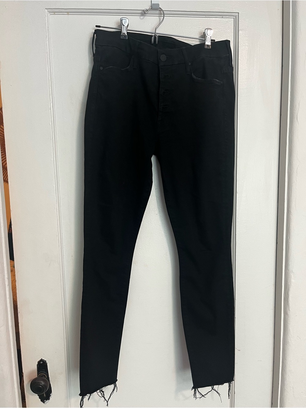 Mother Black Jeans: Pixie Ankle Fray